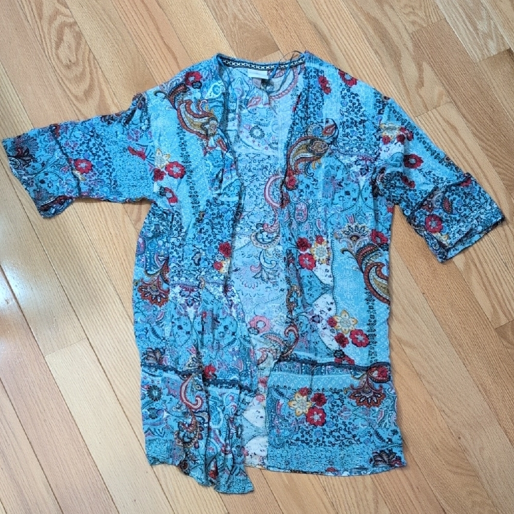 Blue Paisley Kimono Cardigan